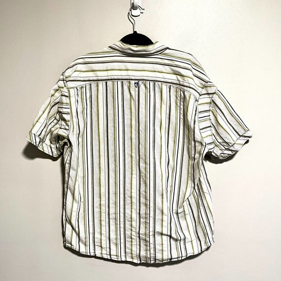 Kuhl Men's Button Down Casual Shirt Green Stripes Suncel Cotton Tencel - Picture 2 of 9